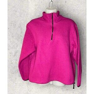 Vintage Catalina Women's Size Large Pink Half Zip High Neck Pullover Fleece Top